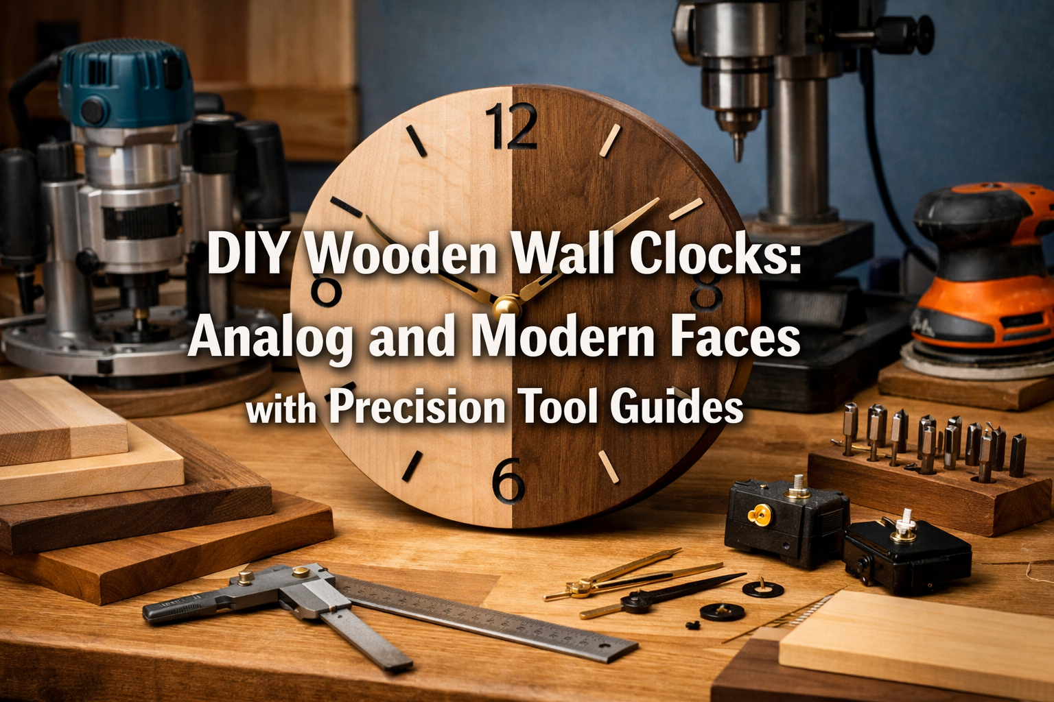 DIY Wooden Wall Clocks: Analog and Modern Faces with Precision Tool Guides