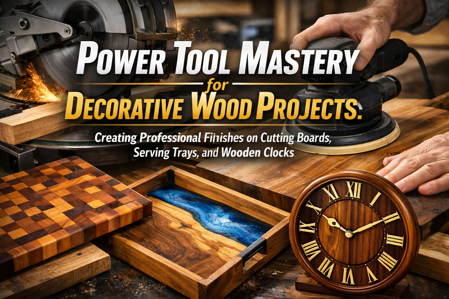 Power Tool Mastery for Decorative Wood Projects: Creating Professional Finishes on Cutting Boards, Serving Trays, and Wooden Clocks