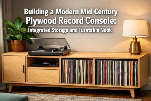 Building a Modern Mid-Century Plywood Record Console: Integrated Storage and Turntable Nook