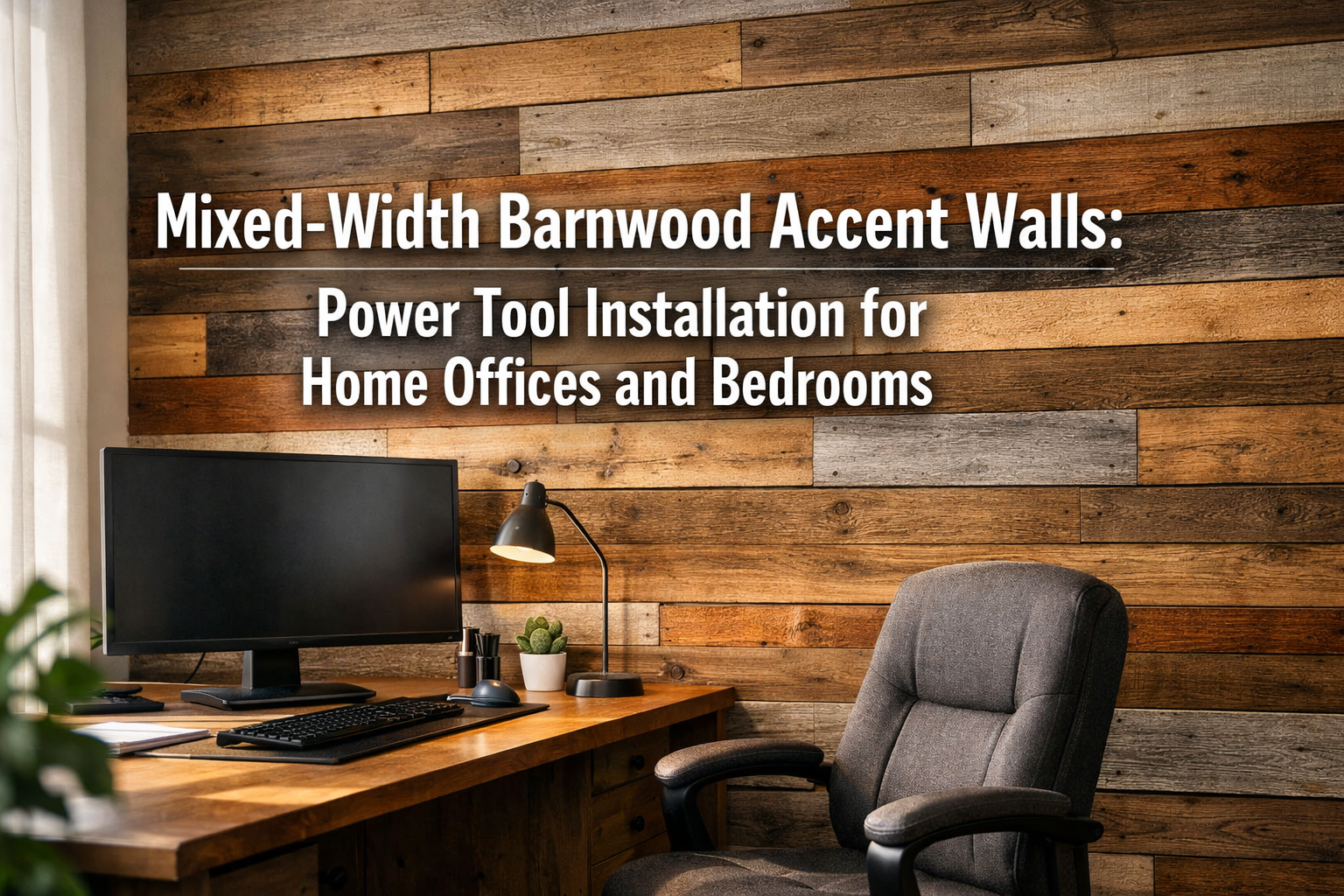 Mixed-Width Barnwood Accent Walls: Power Tool Installation for Home Offices and Bedrooms