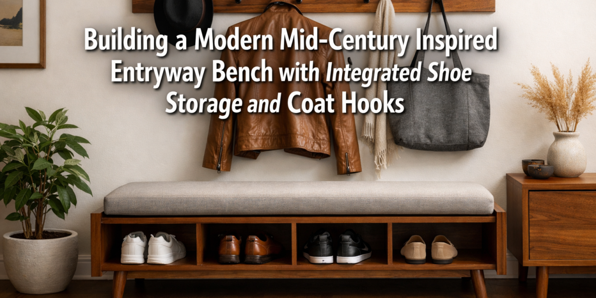Building a Modern Mid-Century Inspired Entryway Bench with Integrated Shoe Storage and Coat Hooks