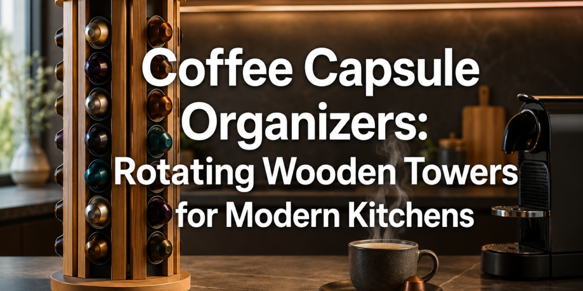 Coffee Capsule Organizers: Rotating Wooden Towers for Modern Kitchens
