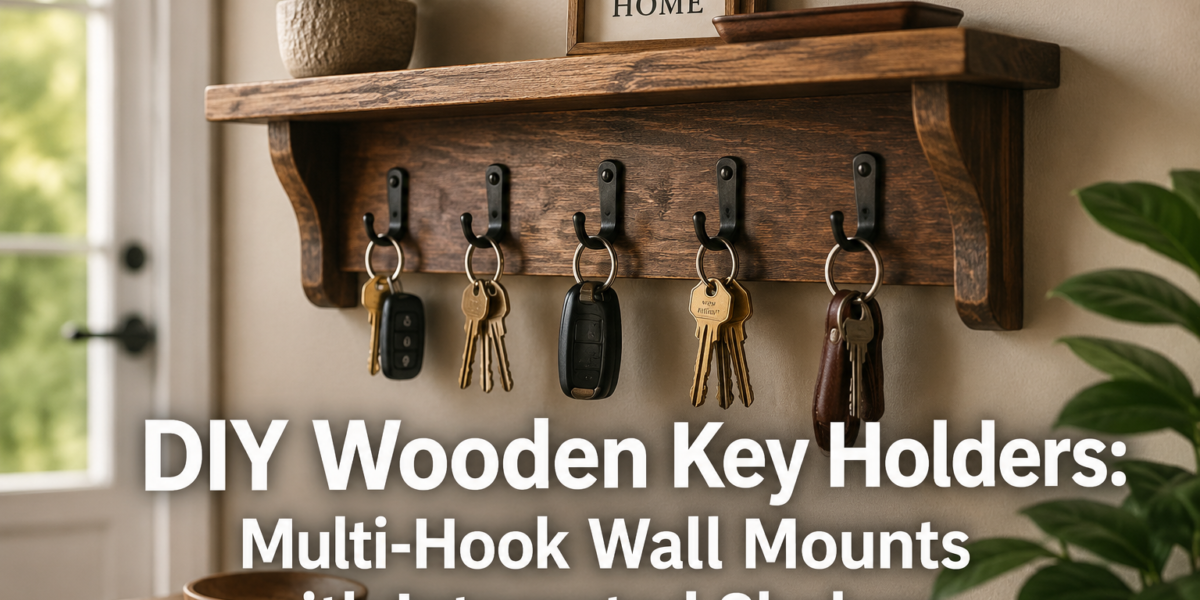 DIY Wooden Key Holders: Multi-Hook Wall Mounts with Integrated Shelves