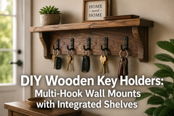 DIY Wooden Key Holders: Multi-Hook Wall Mounts with Integrated Shelves