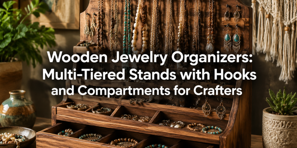 Wooden Jewelry Organizers: Multi-Tiered Stands with Hooks and Compartments for Crafters