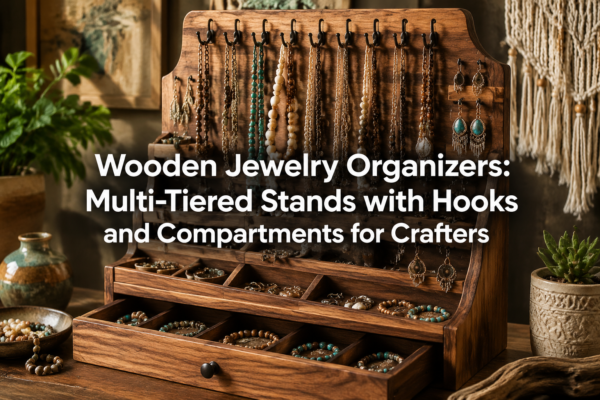 Wooden Jewelry Organizers: Multi-Tiered Stands with Hooks and Compartments for Crafters