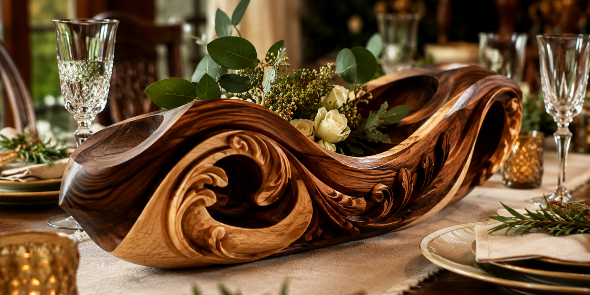 Wooden Table Centerpieces: Carved and Assembled Designs for Dining Elegance