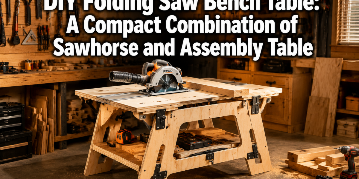 DIY Folding Saw Bench Table: A Compact Combination of Sawhorse and Assembly Table