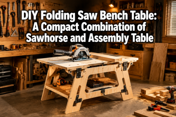 DIY Folding Saw Bench Table: A Compact Combination of Sawhorse and Assembly Table