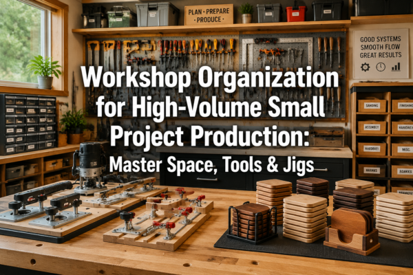 Workshop Organization for High-Volume Small Project Production: Space-Efficient Layouts, Tool Placement, and Jig Systems for Batch Building Coasters, Holders, and Organizers