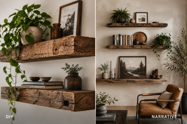 DIY Reclaimed Wood Floating Shelves and Accent Ledges for Narrative Interiors