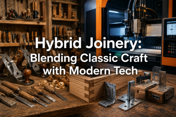 Hybrid joinery tutorials blending classic joints with CNC and metal connectors