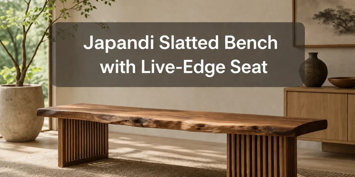 Japandi Slatted Bench with Live-Edge Seat: A Minimalist Furniture Project for Intermediate Woodworkers