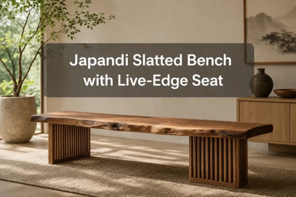 Japandi Slatted Bench with Live-Edge Seat: A Minimalist Furniture Project for Intermediate Woodworkers