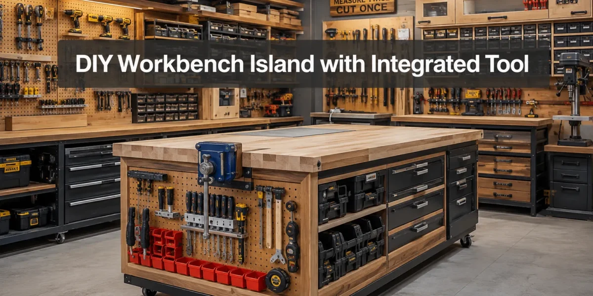 DIY Workbench Island with Integrated Tool Storage and Mechanic-Style Organization