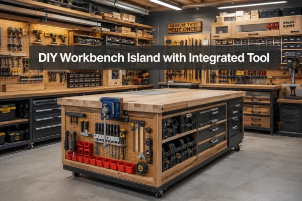 DIY Workbench Island with Integrated Tool Storage and Mechanic-Style Organization